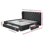 Artiss Bed Frame King Size with 4 Drawers Charcoal MILA BFRAME-F-MILA-K-CHA-ABC