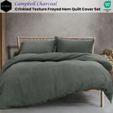 Ardor Campbell Charcoal Crinkled Texture Quilt Cover Set King V442-INT-QUILTCS-CAMPBELL-CHARCOAL-KI