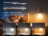 Adorable Cartoon Rabbit LED Motion Sensor Wall Light, Rechargeable Magnetic Cordless Night Lamp for V1341-ZY-GGQR38HB-GOLD-2PCS