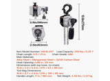 Manual Lever Chain Hoist, 1/4T 250KG Capacity Heavy Duty Come Along, 1.5M Lift G80 Alloy Steel Chain V952-MNKSBHLHL14T5QFC1001V0