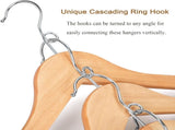 TOPIA HANGER Wooden Hangers 30 Pack, Space Saving Coat Hanger with 360&deg Swivel Cascading Ring Hook, V1258-DP02-F-239