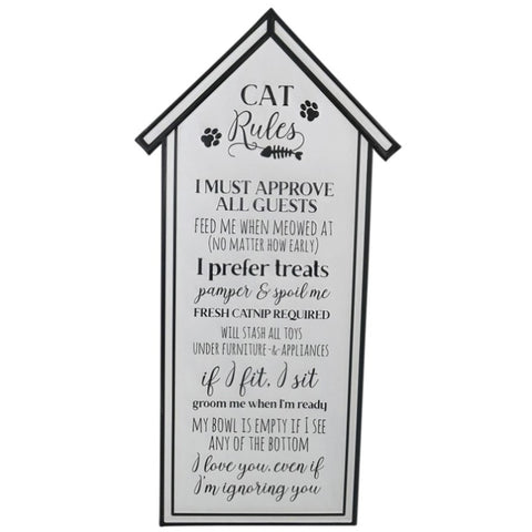 Cat Rules Wall sign 33x66cm V637-11065CAT