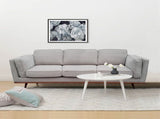 3 Seater Sofa Beige Fabric Modern Lounge Set for Living Room Couch with Wooden Frame V43-SOF-YOKBG3S