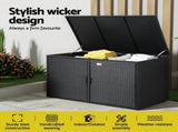 Gardeon Outdoor Storage Cabinet Box Deck Wicker Shelf Chest Garden Shed Tools Black OSC-CABI-RAT-2L-BK