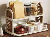 2-Tier Coffee Bar Organizer, Mug Tea Cup Holder Coffee Bar Organizer For Placing Mugs, Coffee Beans, V1369-AZ3-W-09671