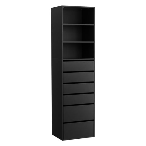 Artiss 6 Chest of Drawers Tallboy Cabinet Black FURNI-N-CDR-6D3S-BK-AB