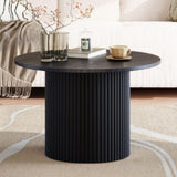 Luxe Black Ribbed Texture Wooden Coffee Table V264-TAB-723C-BLK-NA-1