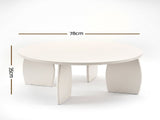 Artiss Round Coffee Table High-Gloss Center Table Minimalist Living Room Furniture 78x35cm Cream FUR-S-COF14-WH