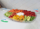 15" Clear Plastic Chilled Serving Tray with Ice Tray & Lid 4-Compartment Party Platter for V1366-AZ2-W-12684