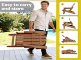 Gardeon Outdoor Chairs Folding Adirondack Beach Chair HDPE Sun Lounge Patio Furniture Garden Brown FF-BEACH-HEFD-BR