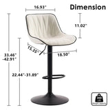 SERENIT White Modern Height Adjustable Swivel Bar Stools Upholstered Leather Barstool Kitchen V255-BS8409-WHITE