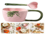 Ceramic Pumpkin Mug, Large Handle Halloween Coffee Cup, Pink Large Capacity Novelty Cup with Spoon, V1366-AZ2-W-20996
