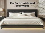 Artiss Bed Frame King Size LED Gas Lift Black LUMI BFRAME-E-LUMI-K-BK-ABC