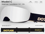 Magnetic Ski Goggles HD Anti-Fog Spherical Lens, UV400 Protection for Snow Sports, Compatible V1341-ZY-VCLGH5NH-A