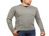 100% Shetland Ragg Wool V Neck Knit Jumper Pullover Mens Sweater Knitted - Grey - XL V563-SW-VN-GRY21-XL
