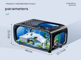 Black Modern Desktop Aquarium & Turtle Tank - Panoramic Viewing Fish Tank with Basking Platform & V888-ELOSUNG34561