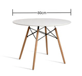 Wood Dining Table for 2-4 People,80cm DIA Modern Round Kitchen Table with Wood Legs for Dining Room, V541-AWS-017-1