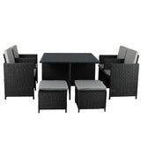 Levede 9PCS Outdoor Table Chair Set OD1040-BK
