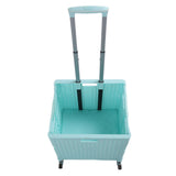 Collapsible Utility Rolling Crate Swivel Casters PP Strong with Telescopic Handle Lid Storage V1294-YM0901-3117230195713