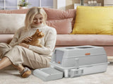 20L Large Anti-Leak Enclosed Cat Litter Box Stainless Steel Detachable Kitty Litter Tray with ABS V985-LIDLITTERBOX