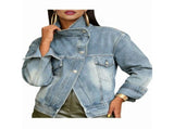 Women'S Classic Denim Jacket - Single Breasted, Full Sleeve, Patchwork Design for All Seasons Light V1192-AZ-W-20749