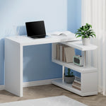 Artiss Computer Desk L-Shape Bookshelf White DESK-SWIVEL-352WH-AB