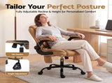 Artiss 2 Point Massage Office Chair Leather Mid Back Brown MOC-C-FZ40-2P-EP