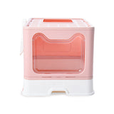 Foldable Cat Litter Box with Pull-Out Tray -Easy Cleaning and Anti-Splash Design Pink 51*41*38cm V888-ELOSUNG10450
