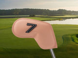 Khaki Golf Iron Head Covers Set of 10 - Waterproof PU Leather Club Protectors with Embroidered V888-ELOSUNG23723