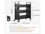 Rolling Library Book Cart, 150 kg Capacity, 77 x 38 x 122 cm Library Cart, Single Sided V-Shaped V952-VXTSGTCHS3307B7MH001V0