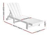 Gardeon Sun Lounge Beach Chair HDPE Adirondack Lounger Patio Outdoor Furniture with Wheels White FF-LOUNGE-ADHE-WH