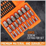 25Pc Screw Extractor Set Multi-Spline Easy Out Broken Bolt Remover Tool Hex Head V465-95324-AU