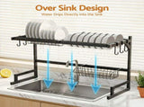 Cefito Dish Drying Rack for Kitchen Storage Organisation Kitchen Sink Organiser Dish Drainer DR-E-OVER-65-BK
