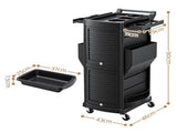 Embellir Salon Trolley 2 Lockable Doors 6 Tier Trays Mobile Hair Cart Black SA-TR-6T-LOCK-BK