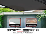 SHADE SHIELD 3x1m Aluminium Exterior Awning, Black DIY External UV Rain Protection Grey Tinted V219-OAWFIXSS31GA