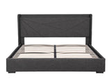 Artiss Queen Bed Frame Gas Lift Storage Bed with Charging Ports Upholstered Geometric Headboard BFRAME-G-MORFEI-Q-BK-ABC