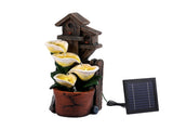 Gardeon Solar Fountains Water Features 4-Tier Cascading Flower Bowls 55cm FOUNT-A-FLOWER-BR