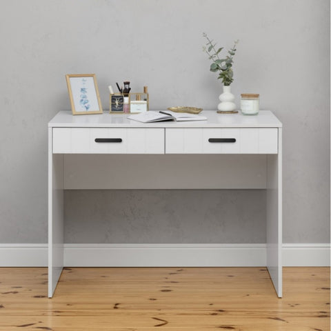 ODESSA DESK - WHITE - VJ PANEL - OVAL BLACK V164-ECS14V05B