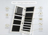 Mirror Jewellery Cabinet Organiser 2 Drawers LOWE 146cm WHITE V274-FT-2D-146WH