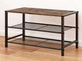 Black industrial console table, 3-tier storage table, metal and wood console table, home V1347-127-BLA-56175