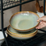 Ceramic Plates Flame Pattern Plates Deep Salad Bowls Noodle Bowls Fruit Plates - Multi - Size L V1347-122-42848-MLT-L