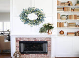 26 Inch Summer Spring Blue Ivory Lavender Flower Wreath for Front Door, Rustic and Farmhouse Wild V1258-DP02-C-2646