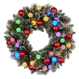 Christabelle 61cm Christmas Wreath Snowy Bristle with LED Lights Multicolour Front Door Decorat 112_SENSB104