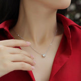 Eternal Heart Moissanite Pendant Necklace 925 Silver Plated in White Gold, 1 Carat Round Cut with V1341-ZY-D5X75L9A-MOISSANITE05CARAT-PREMIUMS925