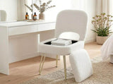 Artiss Storage Ottoman Vanity Stool Foot Stool Folding Back White FS-D-BACK02-WH
