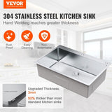 Kitchen Sink, 304 Stainless Steel Drop-In Sinks, Top Mount Single Bowl Basin with Accessories V952-QRSSCTSPDCY335P1LV0