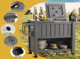Gardeon Outdoor Storage Cabinet Box 80L Ice Bucket Cooler Rolling Serving Cart Kitchen Trolley Brown ODF-COOLER-PP-BR