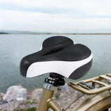 White Thick Gel Mountain Bike Saddle with Central Airflow and Reflective Back V1192-AZ-W-27215