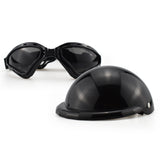 Size L Black Pet Helmet & Goggles Set - Adjustable Safety Gear for Dogs, UV Protection, Durable ABS V888-ELOSUNG17330