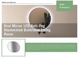 Oval Mirror LED Anti-Fog Illuminated Bathroom Living Room V63-840611